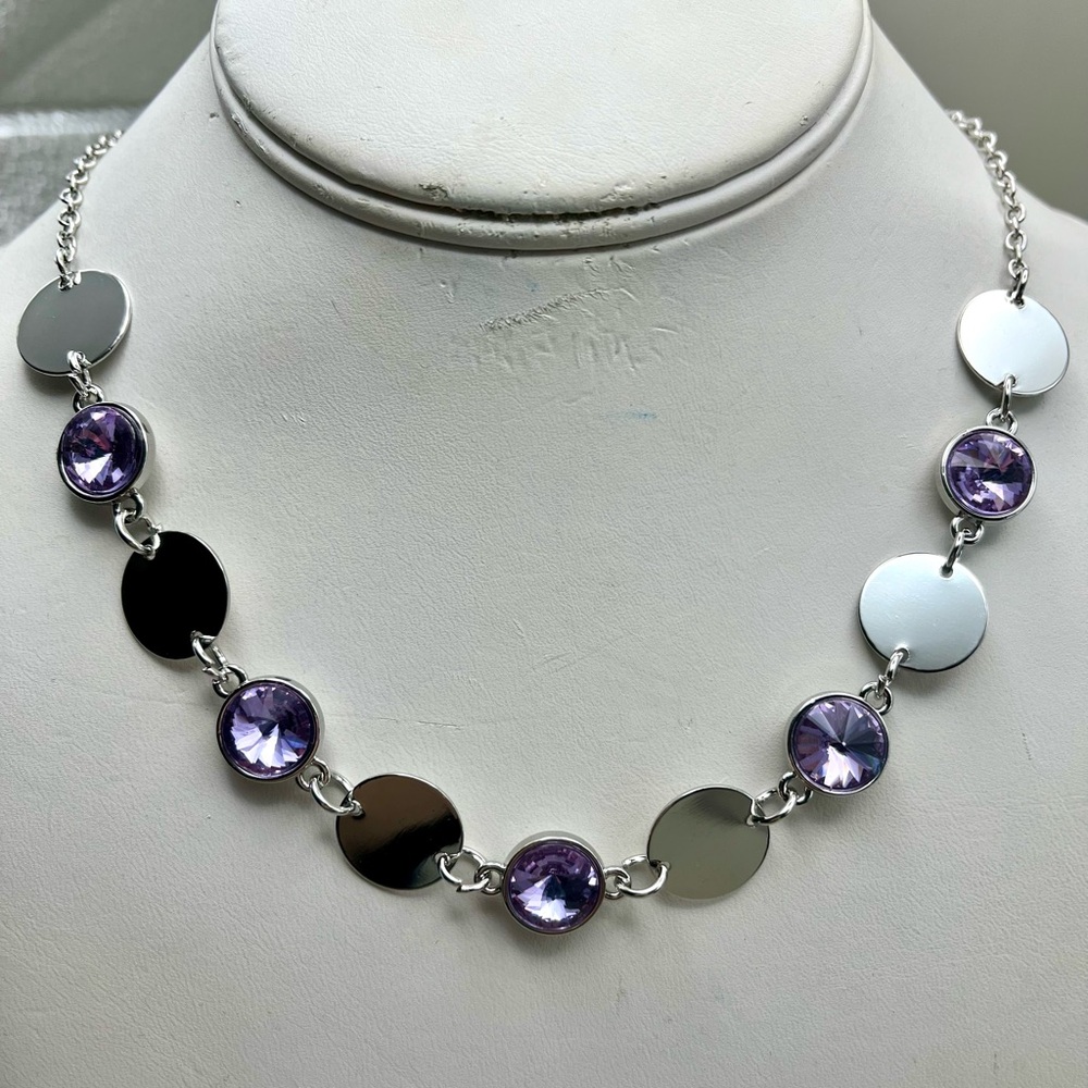 Elegant Silver and Purple Necklace - Picture 1 of 3